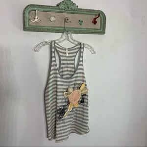 Boho Appliqué Artisanal striped tank top women’s medium
